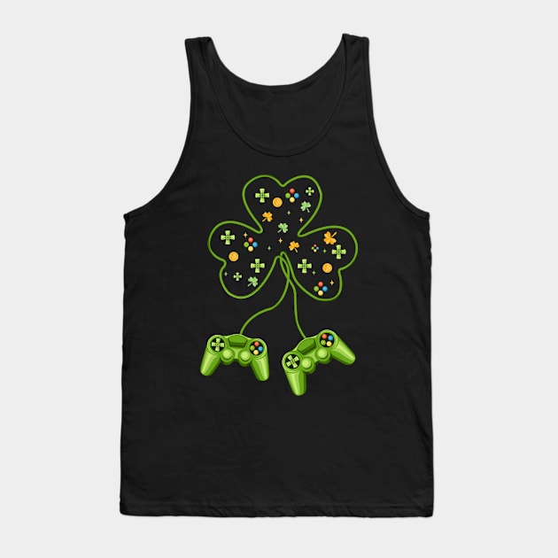 St Patricks Day Gamer Shamrock Video Game Tank Top by dreadtwank